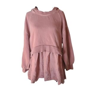 Free People Dusty Rose Layered Hoodie Size S